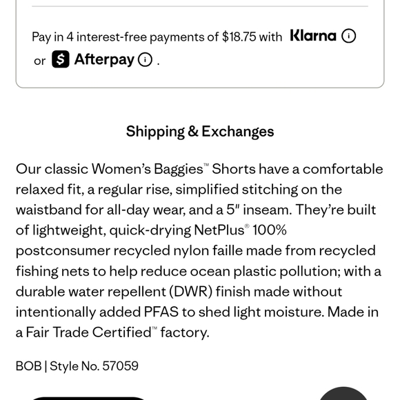 Women's Patagonia W's Baggie Shorts. 5in. Black W/ Black. Size M. - Picture 7 of 7